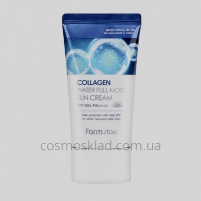 купити Сонцезахисний крем із колагеном Collagen Water Full Moist Sun Cream SPF50+/PA++++ FarmStay. - 50 мл